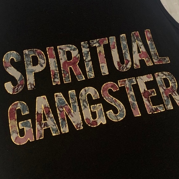 Spiritual Gangster Floral Spell Out Black Muscle Tank Top Small S - Picture 3 of 6